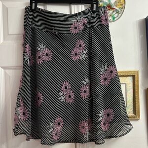 Y2K fairy whimsygoth black white striped floral skirt